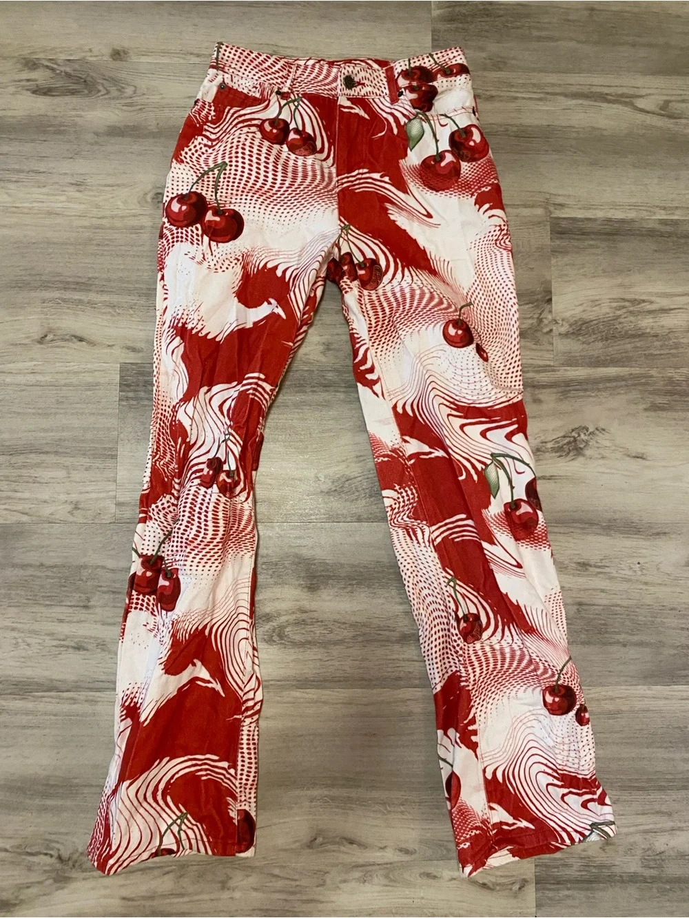 Jaded London Red Cherry Print Slouchy Boyfriend Jeans- NWT